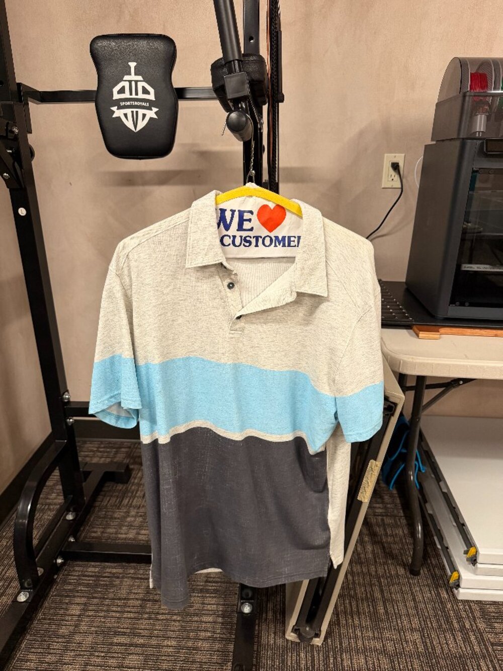 Oakley Tailored Fit Gray Blue Colorblock Polo Shirt Size L